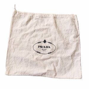Prada Cream Drawstring Logo Dust Bag with navy blue Print
